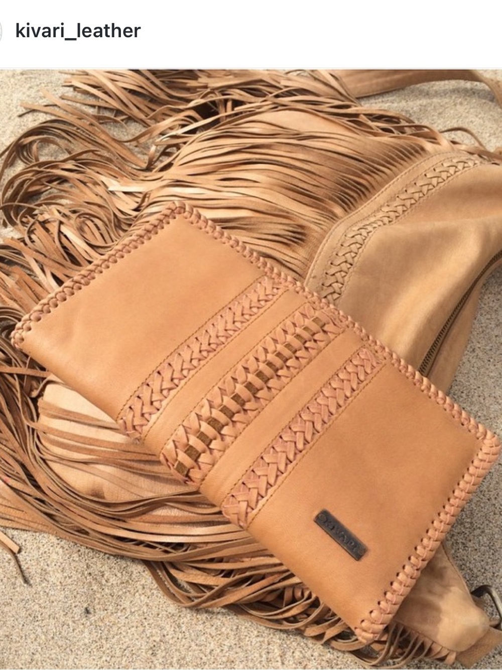 Kivari Desert Dream Leather Clutch Wallet in Tan Artisanal Bohemian Western Bag - Picture 3 of 15